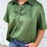 The Fern Green Luxe Button Up