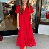 Sweet memories red eyelet dress