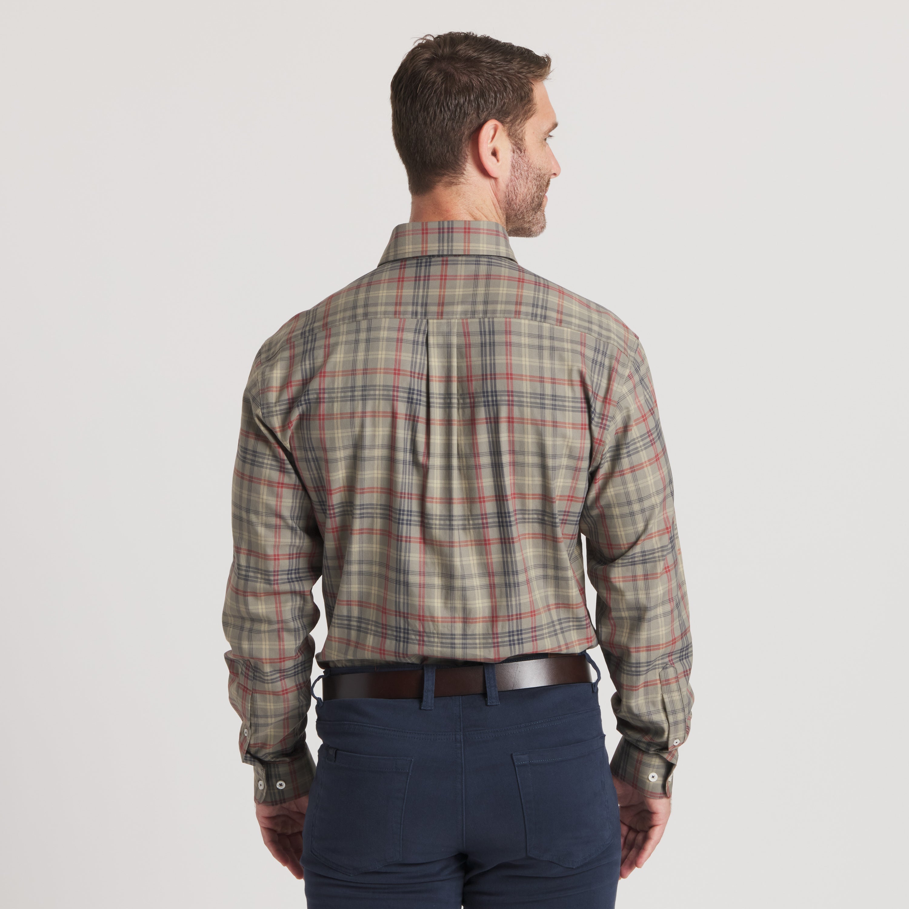 Barnstable Lines Performance Dress Shirt - Sage & Navy