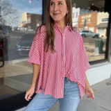 Candy Stripe Button Down Blouse