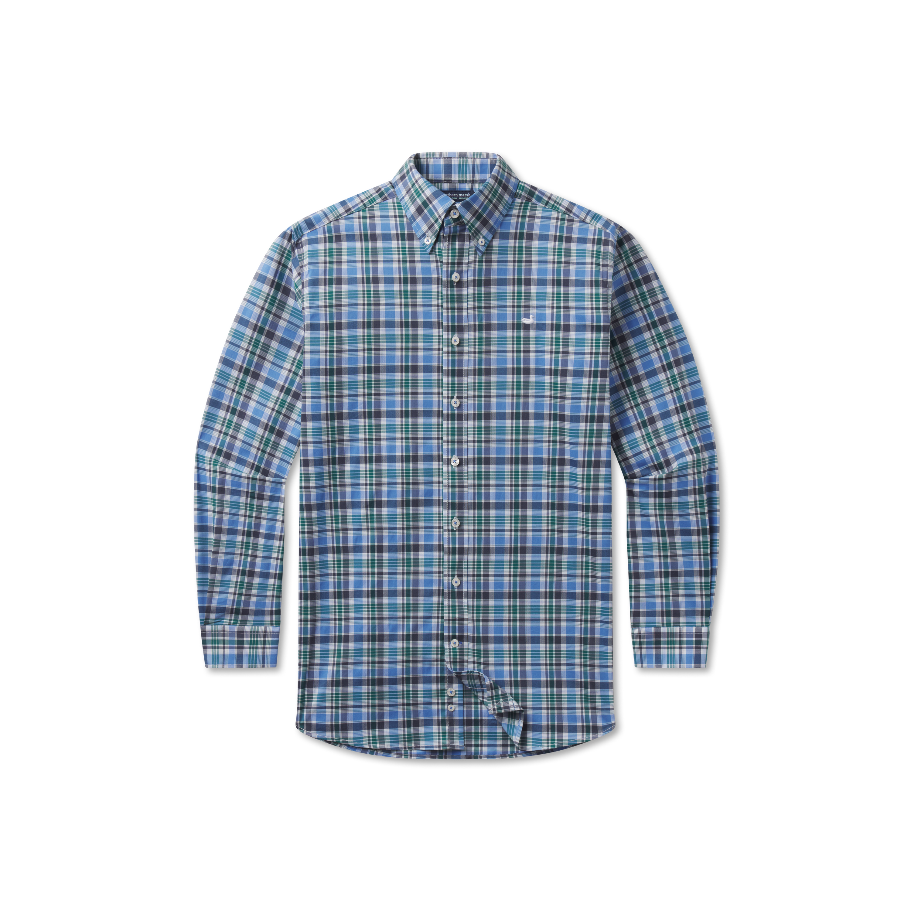 Franklin Plaid Performance Dress Shirt - Navy & Dark Green