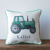 Tractor Name Pillow + Accent Piping