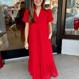 Sweet memories red eyelet dress