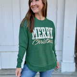 Merry Forest Green Christmas Graphic Sweatshirt