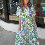 Floral Print Tiered Midi Dress