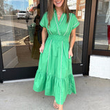 Emerald Breeze Midi Dress