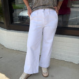 Cropped wide leg color denim pants- 2 colors