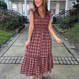 Party in Plaid Midi Dress