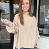 Luxe Sandstone Mock Neck Sweater