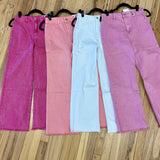 Frayed Hem Straight Leg Colored Denim