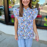 Floral Print Ruffle Top
