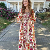 Wildflower Blooms Smocked Boho Maxi Dress