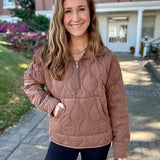 Cocoa Cloud Quilted Half-Zip Pullover