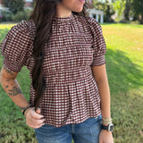 Call It Country Plaid Smocked Top