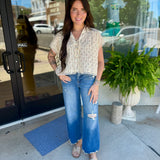 Romantic Floral Lace Tie Blouse