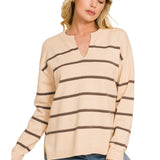 Stripe V Neck Sweater