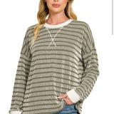 Color Snap Ribbed Long Sleeve Tee