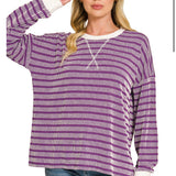 Color Snap Ribbed Long Sleeve Tee