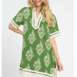 Gaby Green V-Neck Mini Dress