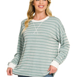 Color Snap Ribbed Long Sleeve Tee