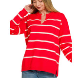 Stripe V Neck Sweater