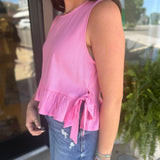Side Tie Detail Ruffled Top
