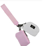 Lulu Mac Pink/White Double Pouch Wristlets