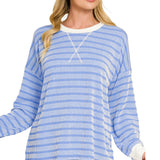 Color Snap Ribbed Long Sleeve Tee