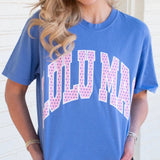 Youth and Adult Lulu Mac Polka Dot Flo Blue Comfort Colors Tee