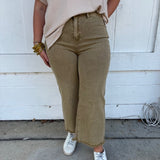 Bronze acid Wash Cropped Pants