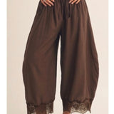 Boho Lace Trim Barrel Balloon Pants
