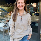 Taupe Textured Quarter Zip Pullover