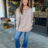 Taupe Textured Quarter Zip Pullover