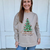 Merry + Bright Christmas Tree Sweatshirt – Cozy Holiday Pullover