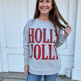 Holly Jolly Plaid Lettered Sweatshirt