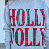 Holly Jolly Plaid Lettered Sweatshirt