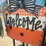 Gingham Bow Welcome Door Hanger