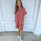 Rose Ruffle sleeve Midi