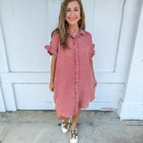 Rose Ruffle sleeve Midi
