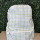 Green plaid TRVL backpack