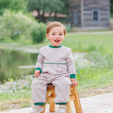 Patrick Romper - Tan Stripe/Hunter Green
