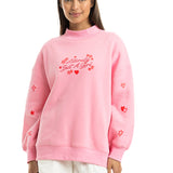 Just A Girl PrintedEmbroidery Mockneck Sweatshirt