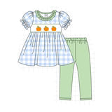 Blue Pumpkin Embroidery Pants Set
