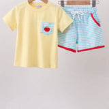 Yellow Apple Embroidery Pocket Set