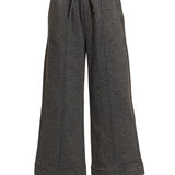 Acid Washed Fleece Pintuck Wide Leg Cropped Pants