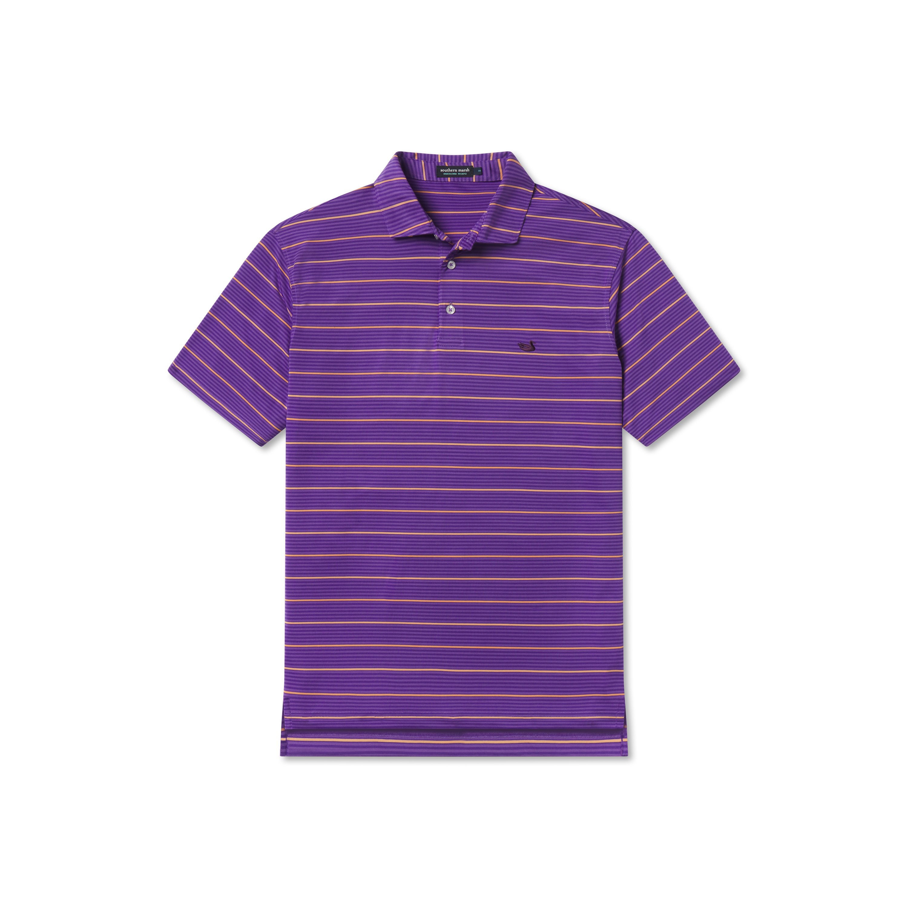 Gridiron Stripe Performance Polo - Purple & Yellow