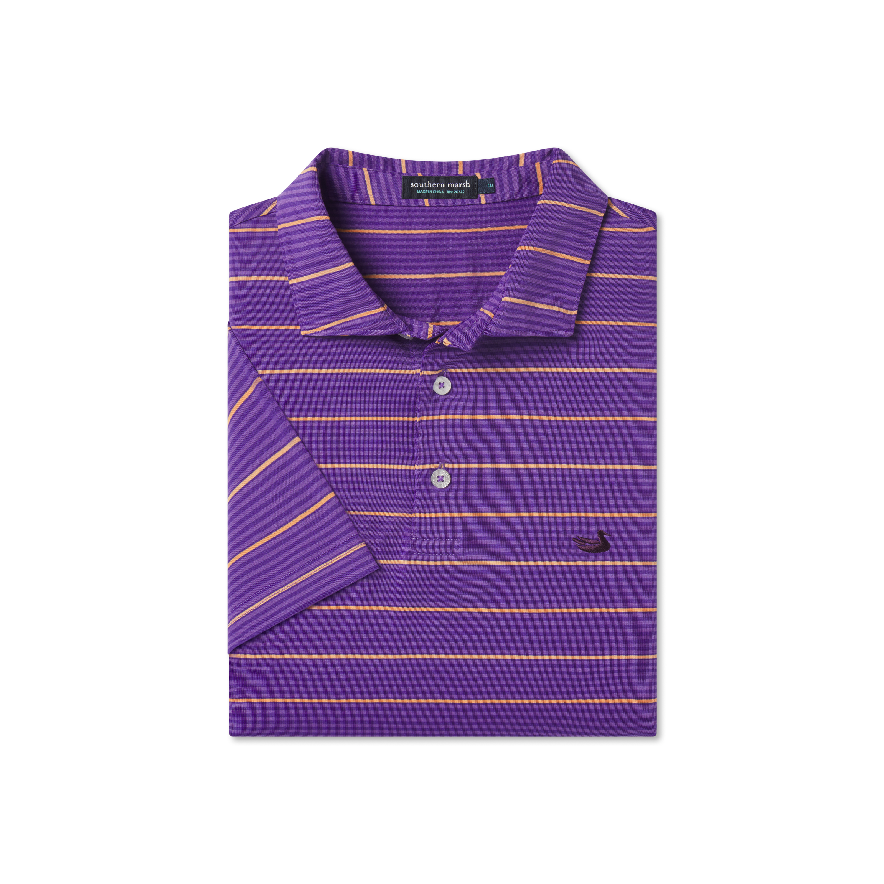 Gridiron Stripe Performance Polo - Purple & Yellow