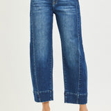 Slouchy Cropped Barrel Jeans - RISEN