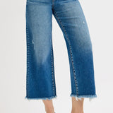 Tummy Control Mid Rise Crop Straight Jeans - Dark Wash