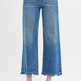 Mid Rise Crop Wide Jeans - Medium Wash